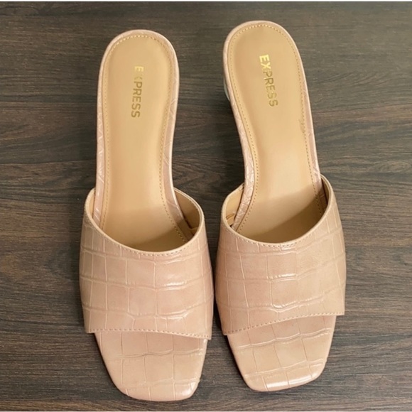 Crystal Ball geometrical Heeled Nude Sandals by Express - Picture 2 of 4